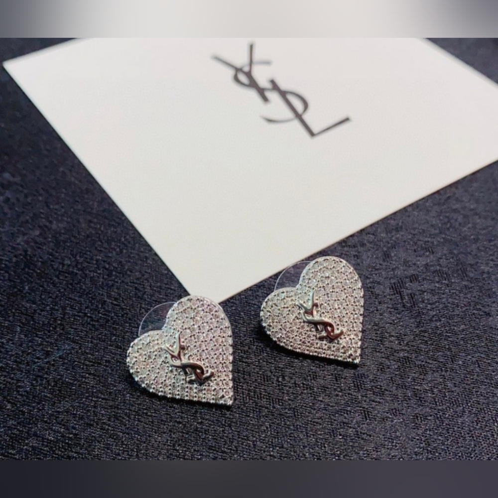 Luxury Inspiration Fashion Jewelry Silver Heart Earrings